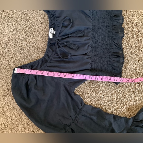 NWT! Black Boho Wide Flutter Sleeve Crop Smock Top/Blouse, 1970’s, Stevie Nicks - Picture 9 of 11